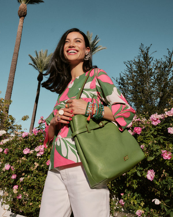 Charlie Shoulder Bag - Tumbled Leather Fern