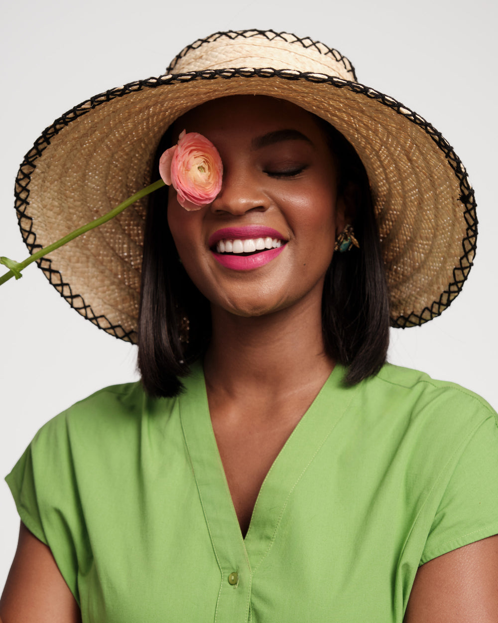 Rollable Raffia Visor - Black - Frances Valentine
