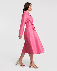 Lucille Wrap Dress Dupioni Pink - Frances Valentine