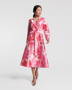 Lucille Wrap Dress Dupioni Pink Hydrangea Print - Frances Valentine