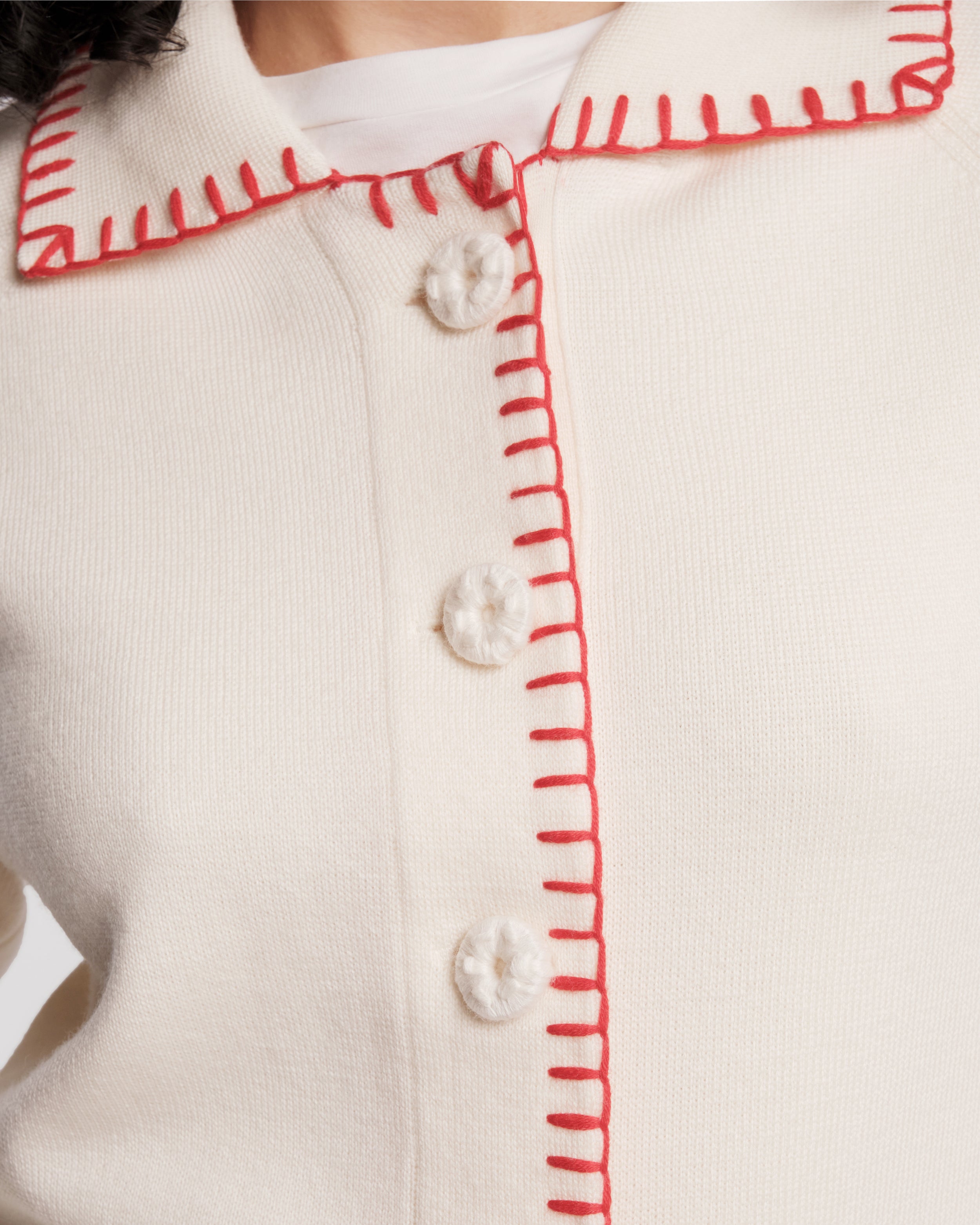 Babs Blanket Stitch Cardigan - Oyster – Frances Valentine
