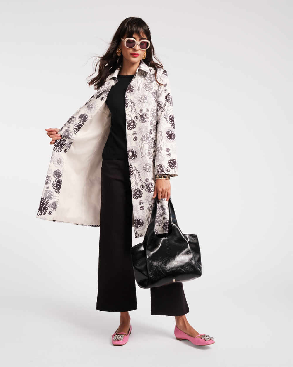 Portia Satchel - Crinkled Leather Black - Frances Valentine