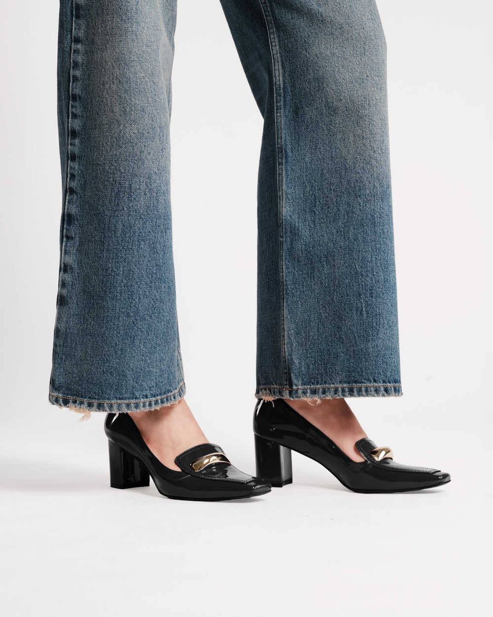 Barbara Loafer - Soft Patent Leather Black Heels Frances Valentine