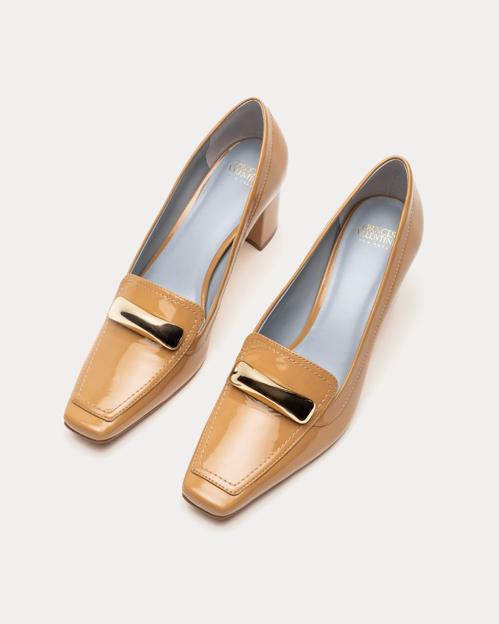 Barbara Loafer - Patent Leather Camel Heels Frances Valentine