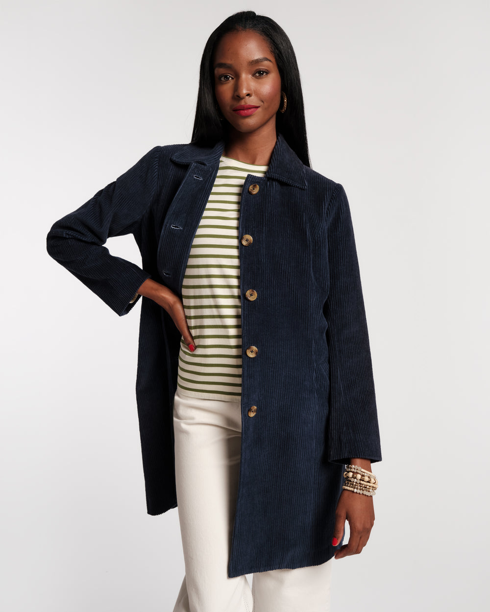 Corduroy Barn Coat - Navy - Frances Valentine