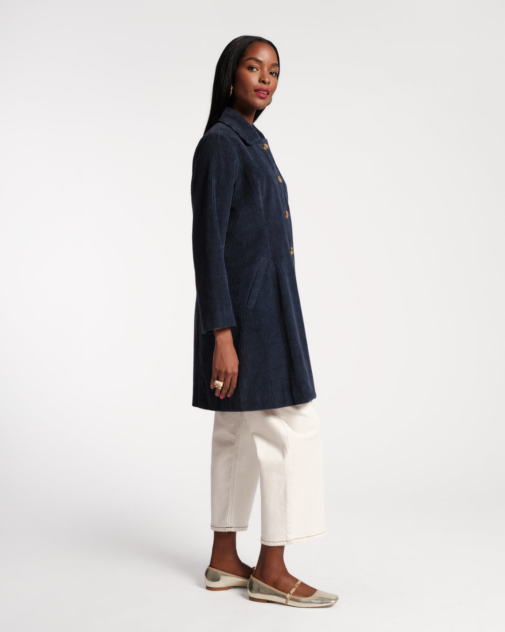Corduroy Barn Coat - Navy - Frances Valentine