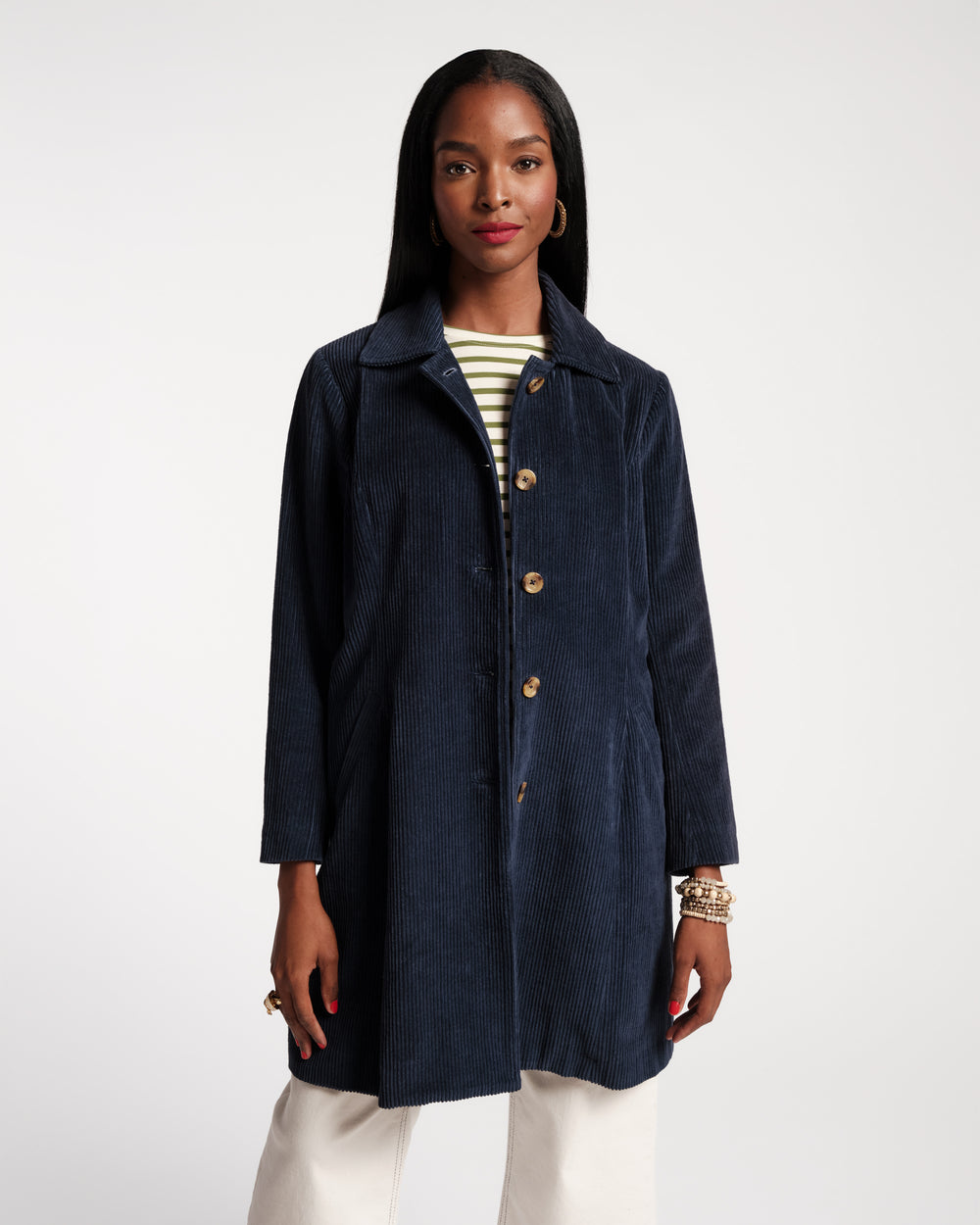 Corduroy Barn Coat - Navy - Frances Valentine