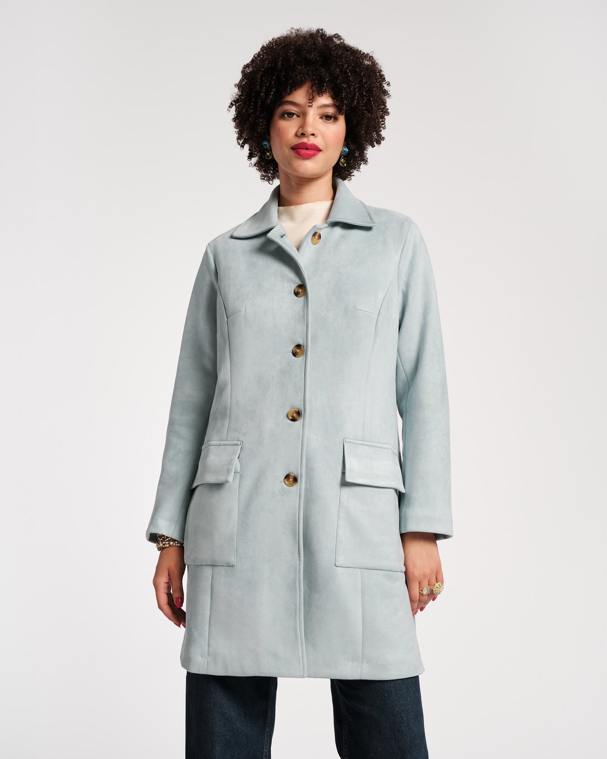 Barn Coat Microsuede Powder Blue