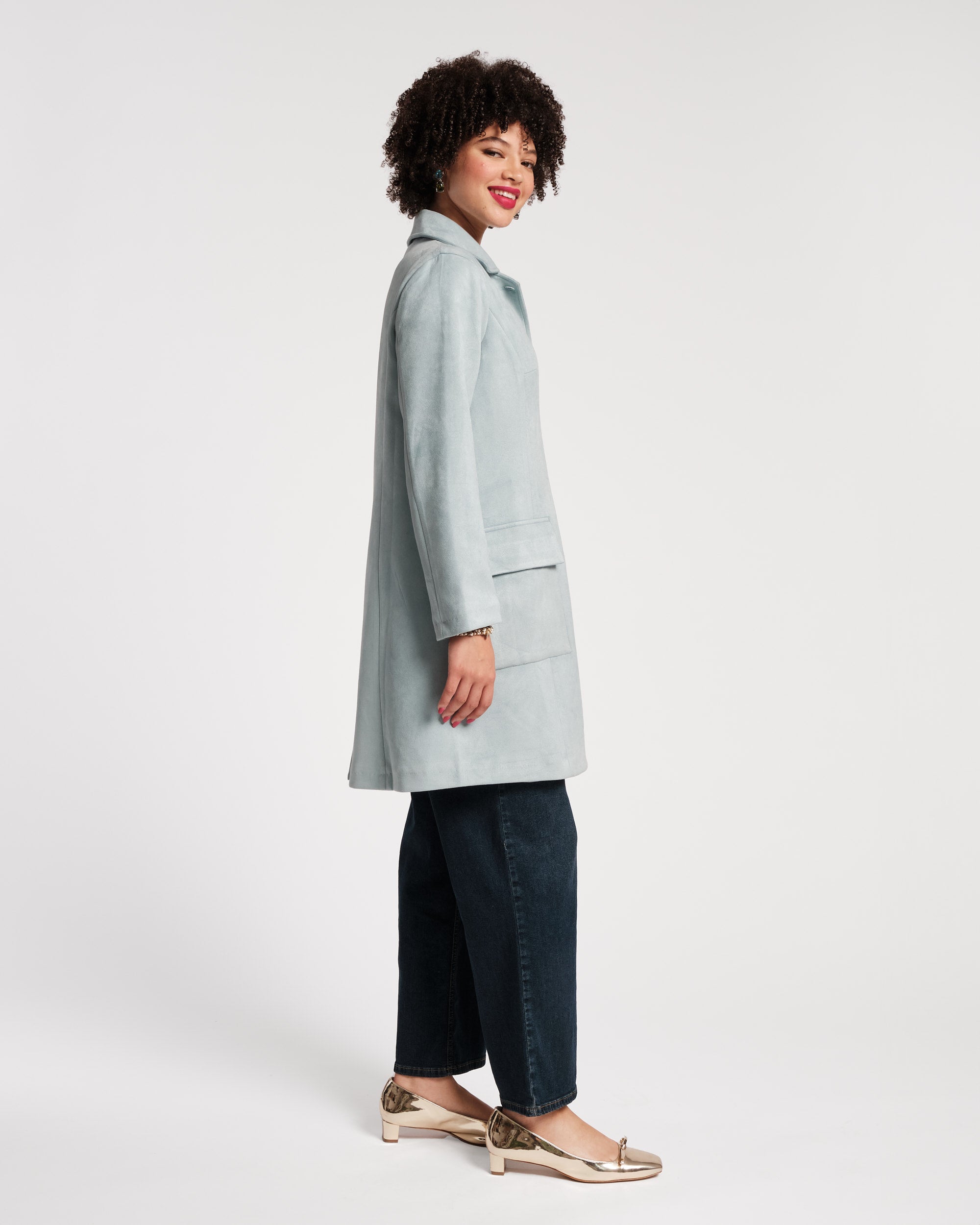 Barn Coat Microsuede Powder Blue