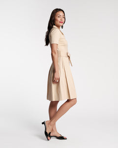 Bella Midi Dress Cotton Khaki - Frances Valentine