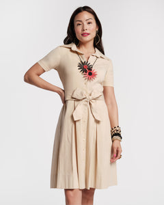 Bella Midi Dress Cotton Khaki - Frances Valentine