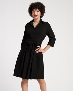 Bellini Midi Dress Waffle Weave Black - Frances Valentine