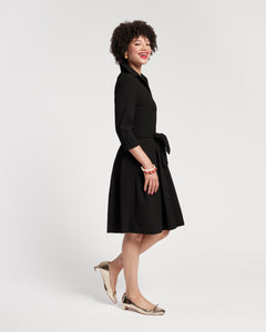 Bellini Midi Dress Waffle Weave Black - Frances Valentine