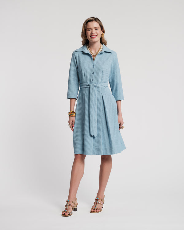 Bellini Dress Waffle Weave Textured Poly Air Blue Frances Valentine