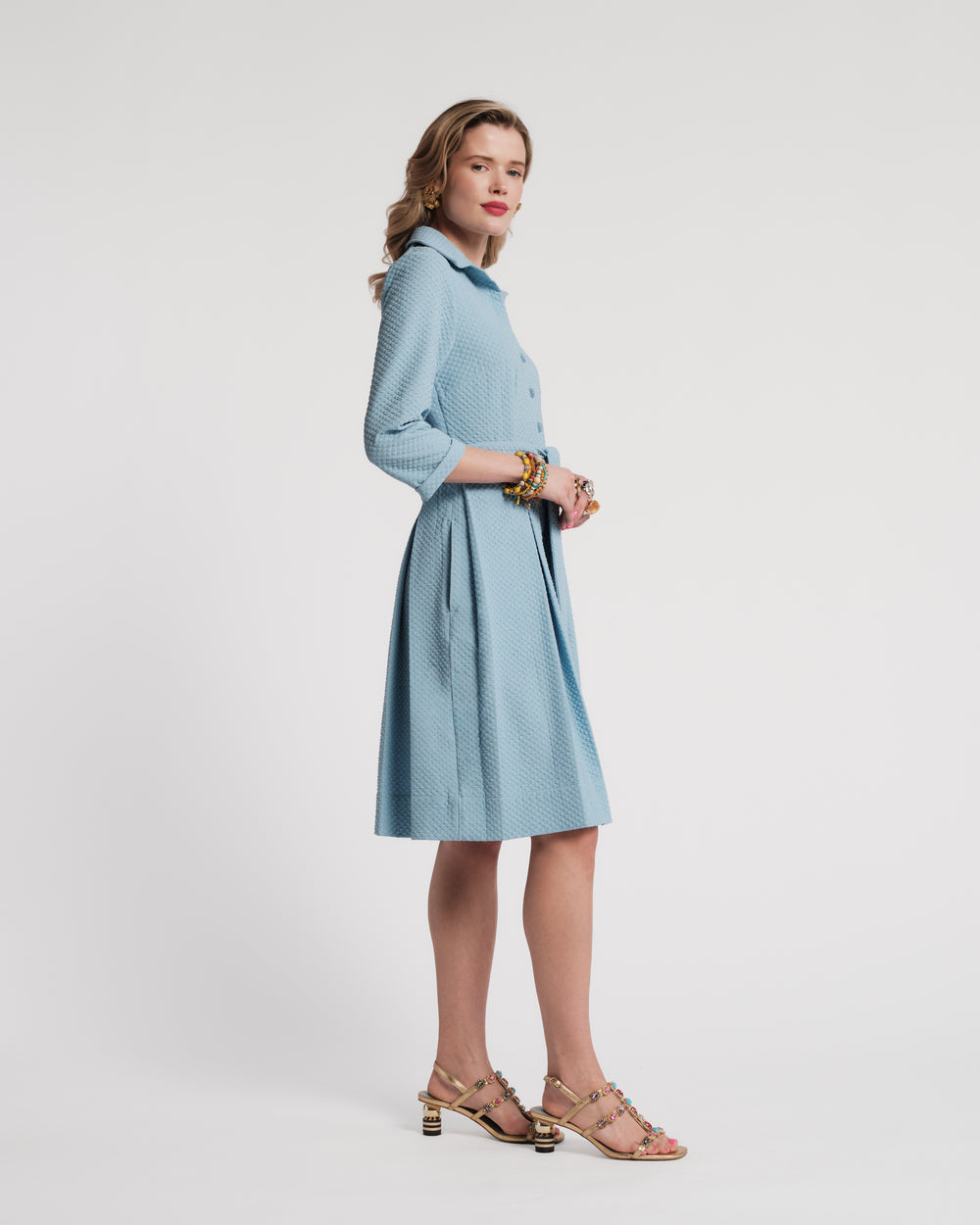Bellini Waffle Dress - Air Blue Dresses Frances Valentine
