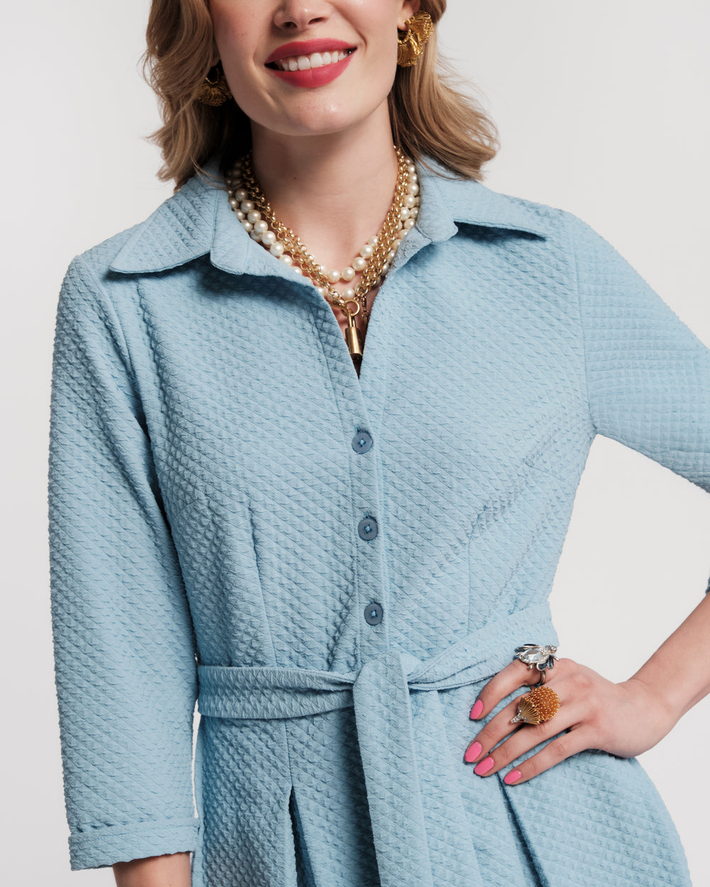 Bellini Waffle Dress - Air Blue Dresses Frances Valentine