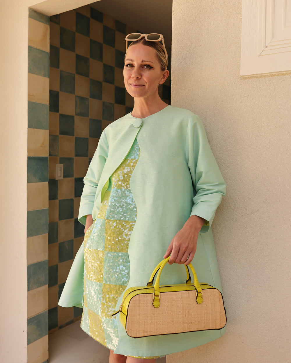 Wave Swing Coat - Mint/Chartreuse Coats & Jackets Frances Valentine