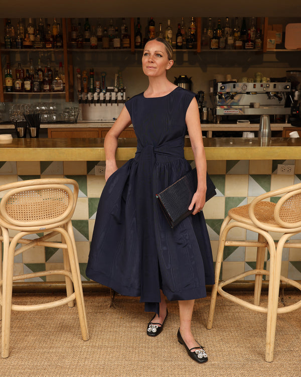 Bow Dress - Navy Moire Dresses Frances Valentine