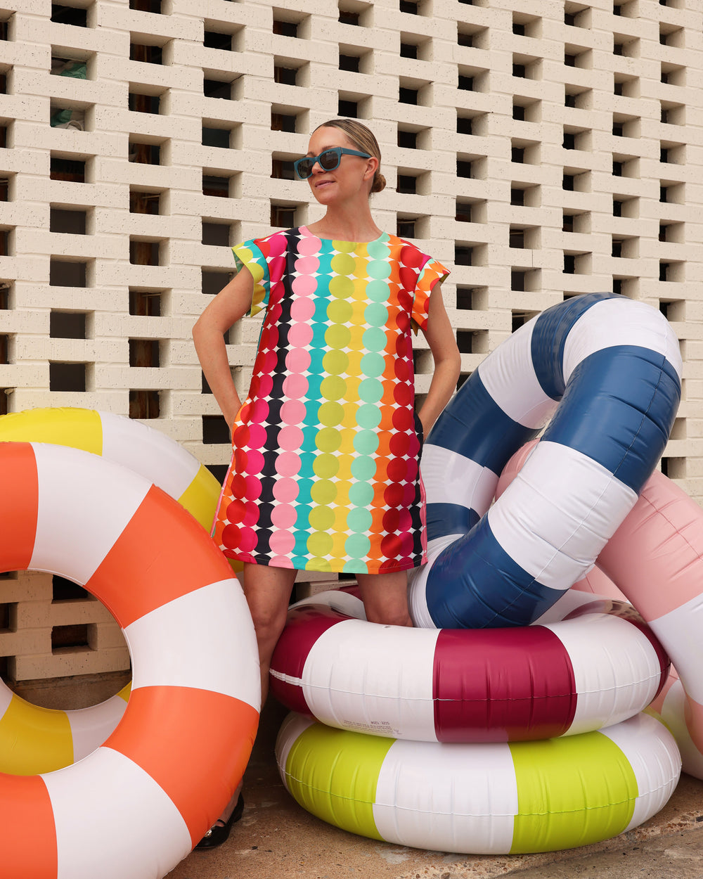 Column Mini Dress - Rainbow Summer Circle L Column Mini Dress - Rainbow Summer Circle L