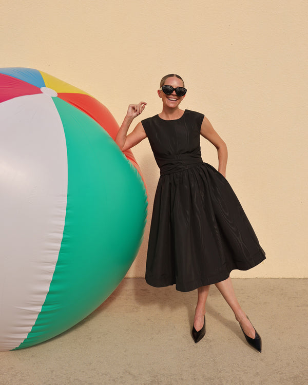 Bow Dress - Black Moire Dresses Frances Valentine