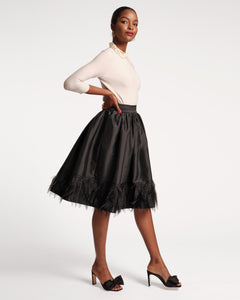 Barbara Midi Skirt Feather Fringe Black - Frances Valentine