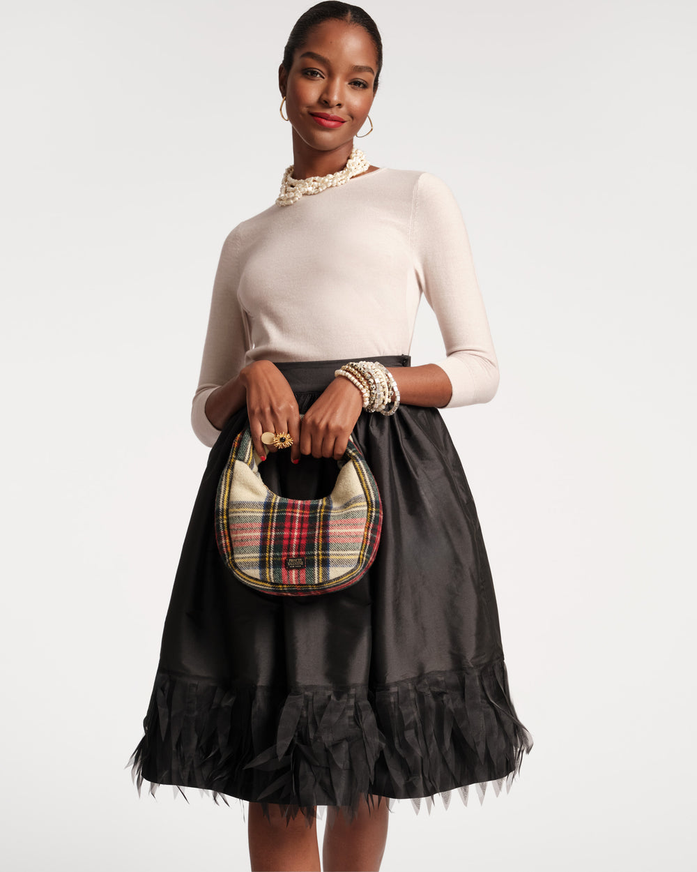 Barbara Midi Feather Skirt - Black - Frances Valentine