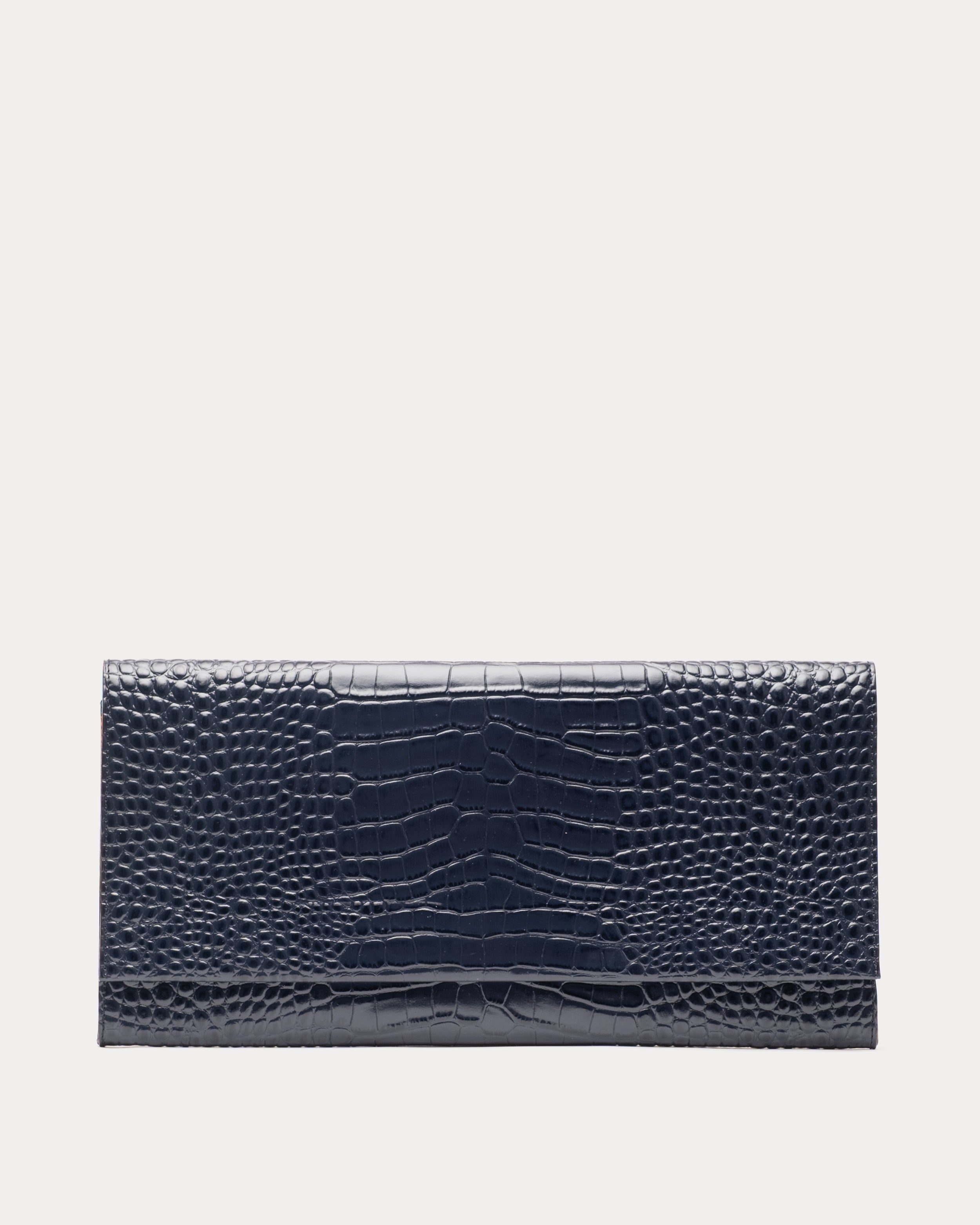 Supersize Croc Clutch - Navy – Frances Valentine