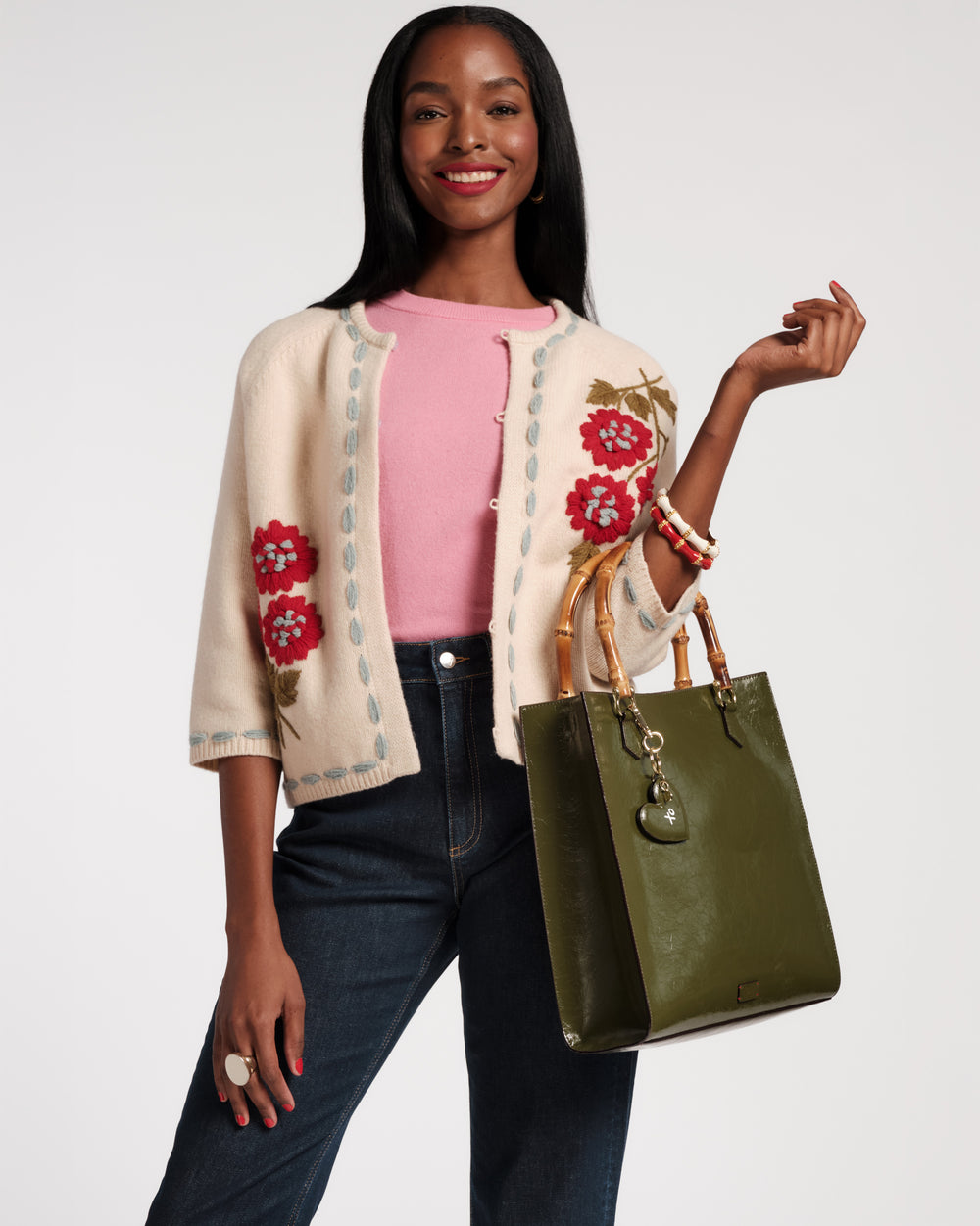 Nan Tote - Crinkled Leather Olive - Frances Valentine