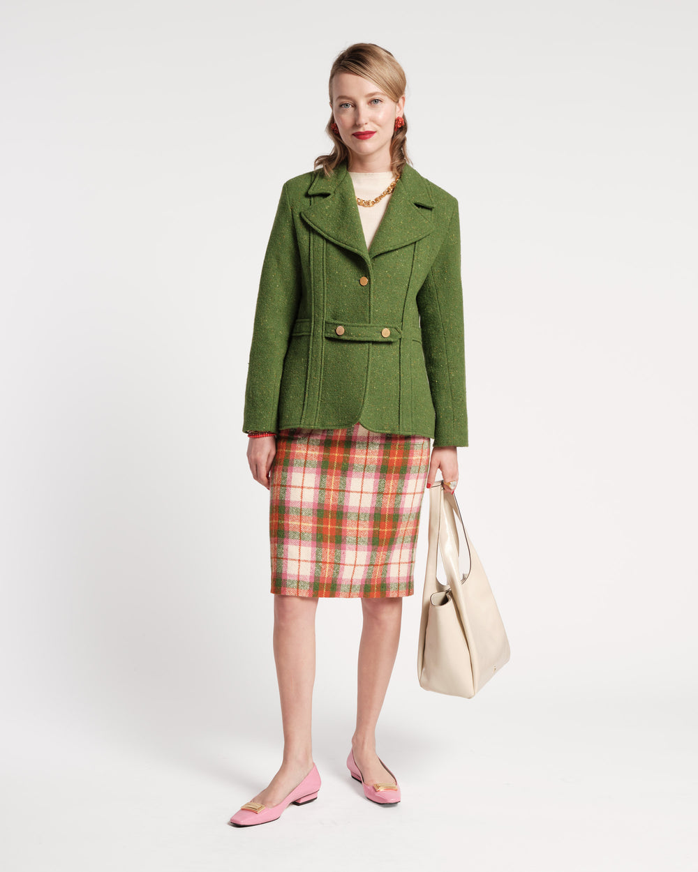 Wool Plaid Pencil Skirt - Frances Valentine