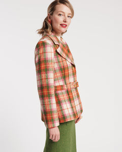 Bobby Blazer Wool Central Park Plaid Pink Green - Frances Valentine