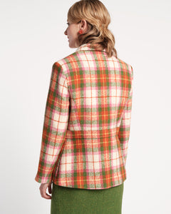 Bobby Blazer Wool Central Park Plaid Pink Green - Frances Valentine