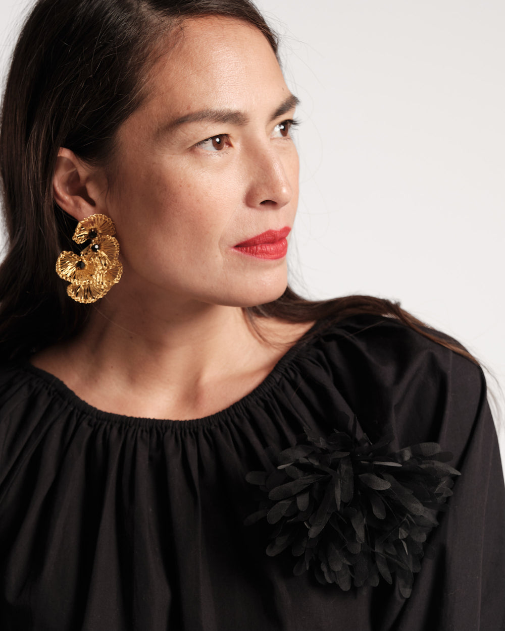 Bliss Top w/Flower Black Tops Frances Valentine