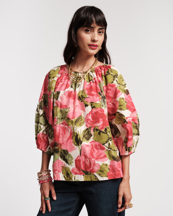 Bliss Top - Pretty Peonies - Frances Valentine