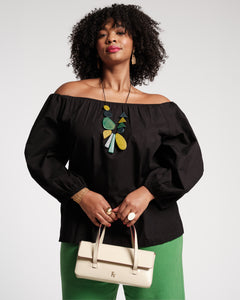 Bliss Top w/Flower Black - Frances Valentine