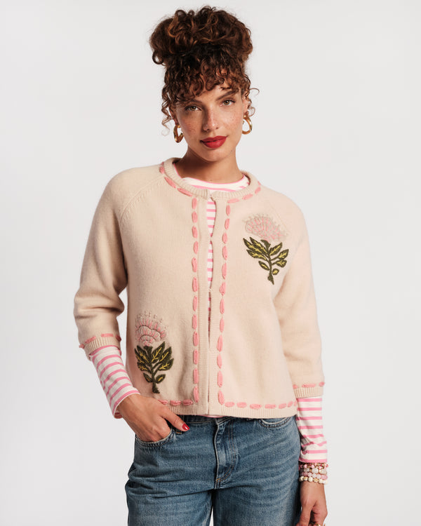 Border Flower Cardigan - Heirloom Floral Sweater Frances Valentine