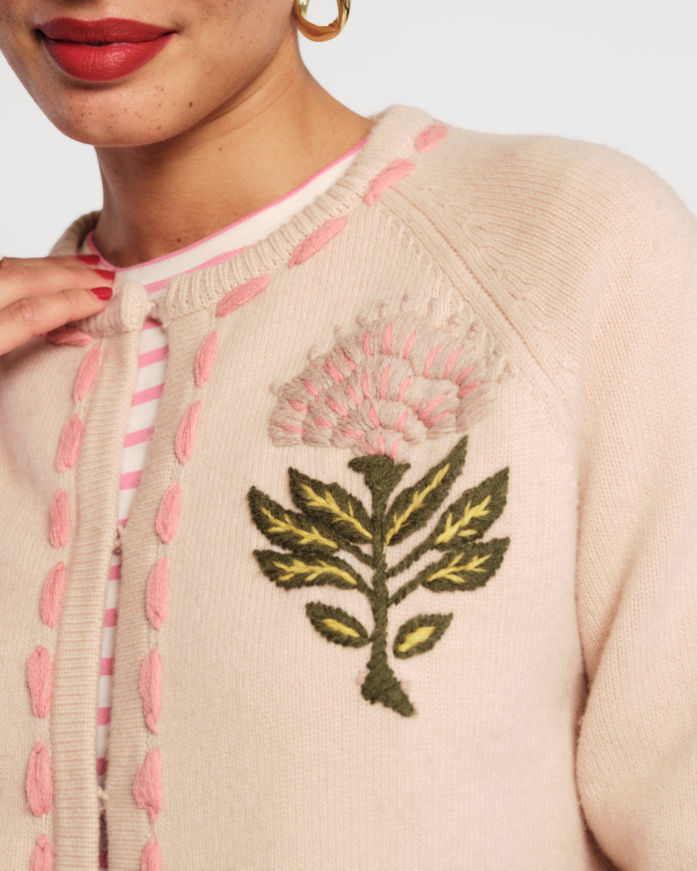 Border Flower Cardigan - Heirloom Floral Sweater Frances Valentine