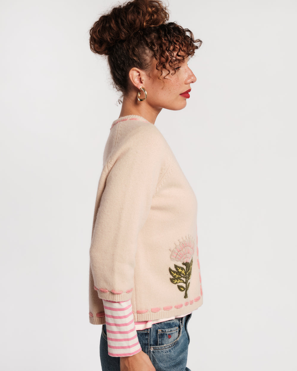 Border Flower Cardigan - Heirloom Floral Sweater Frances Valentine