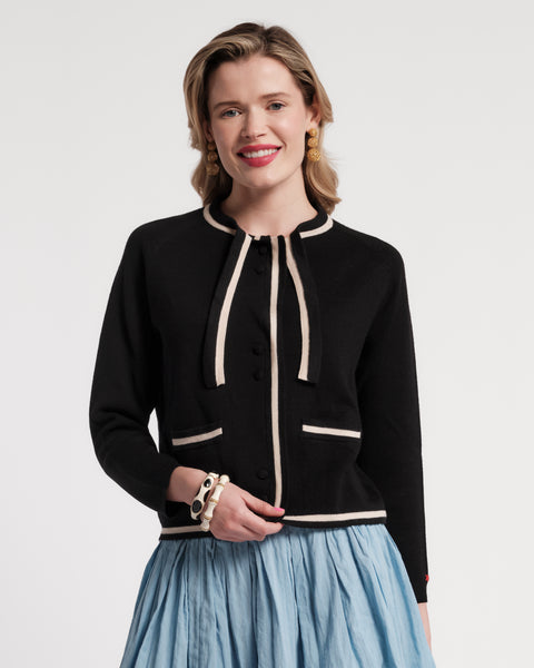 トップス theredthread S wire tie cardigan black Border Tie Neck Cardigan - Black – Frances Valentine