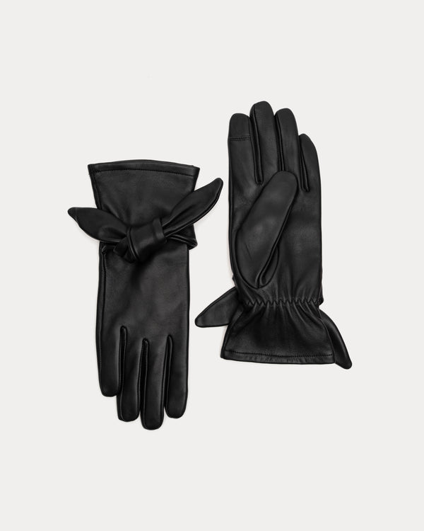 Leather Bow Glove - Black Gloves & Mittens Frances Valentine