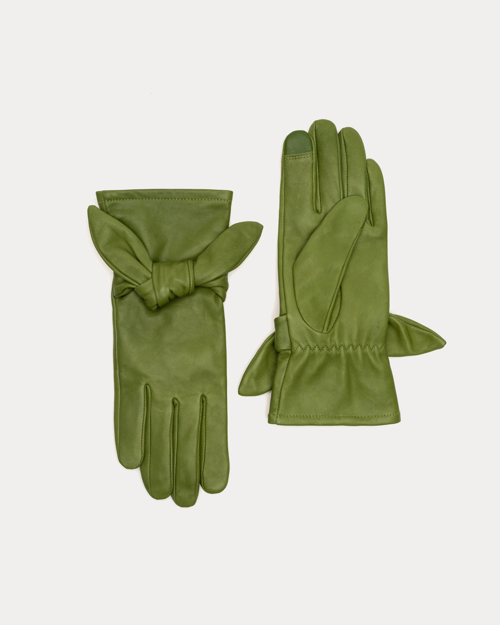 Leather Bow Glove - Green Gloves & Mittens Frances Valentine