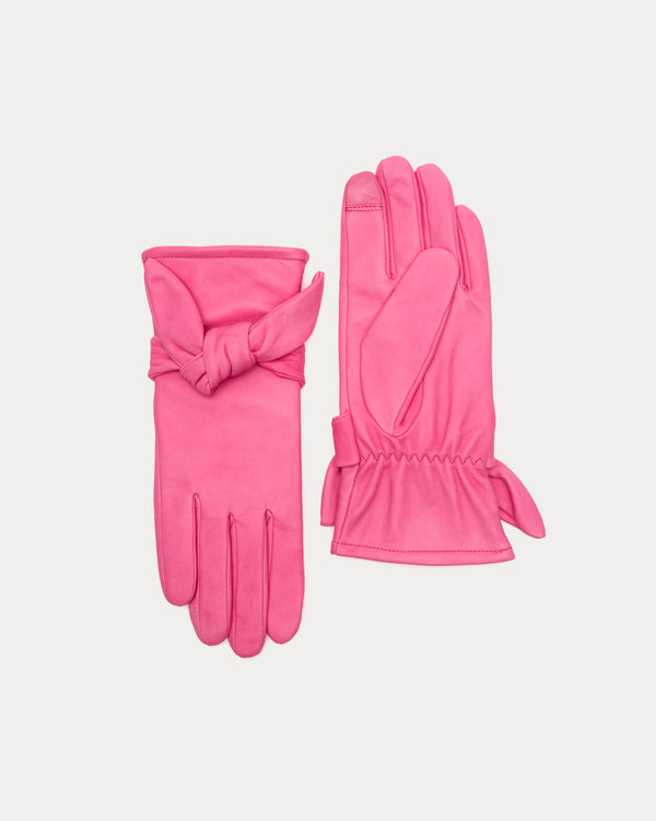 Leather Bow Glove - Pink Gloves & Mittens Frances Valentine
