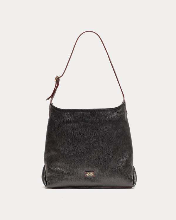 Brynn Hobo - Tumbled Leather Black Shoulder Bag Frances Valentine