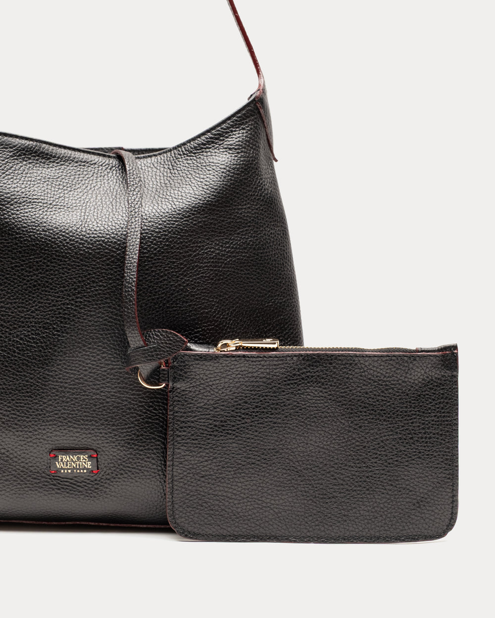 Brynn Hobo - Tumbled Leather Black Shoulder Bag Frances Valentine