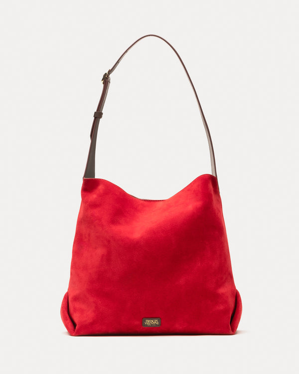 Brynn Suede Hobo - Red - Frances Valentine