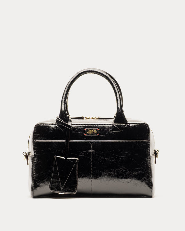 Bunny Satchel - Crinkled Leather Black - Frances Valentine