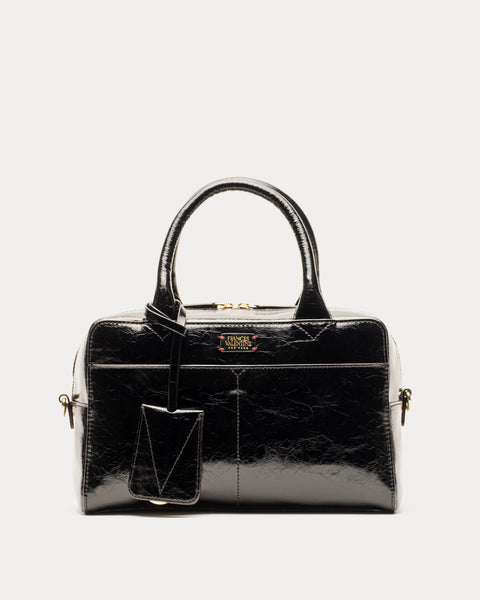 Bunny Satchel - Crinkled Leather Black – Frances Valentine