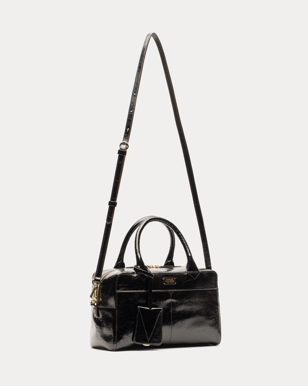 Bunny Satchel - Crinkled Leather Black - Frances Valentine