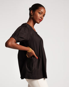 Zonda Top Cotton Poplin Black - Frances Valentine