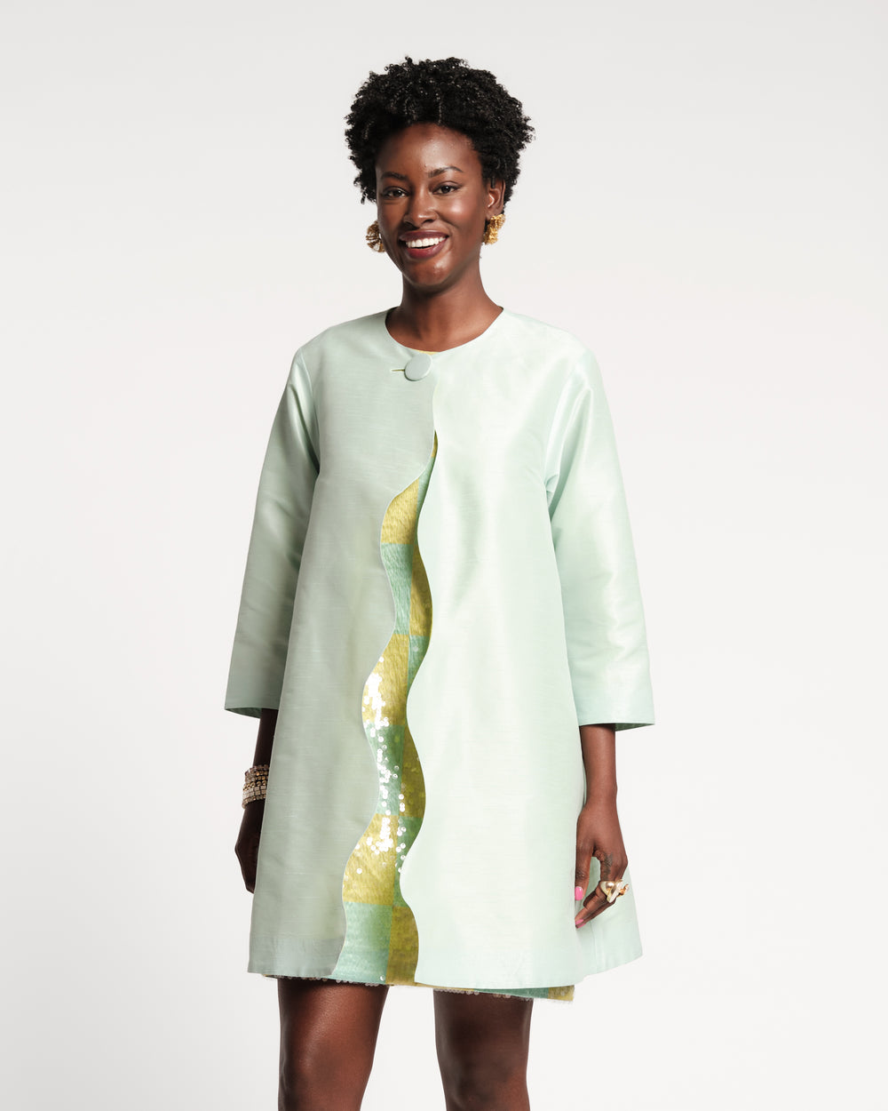 Wave Swing Coat - Mint/Chartreuse Coats & Jackets Frances Valentine