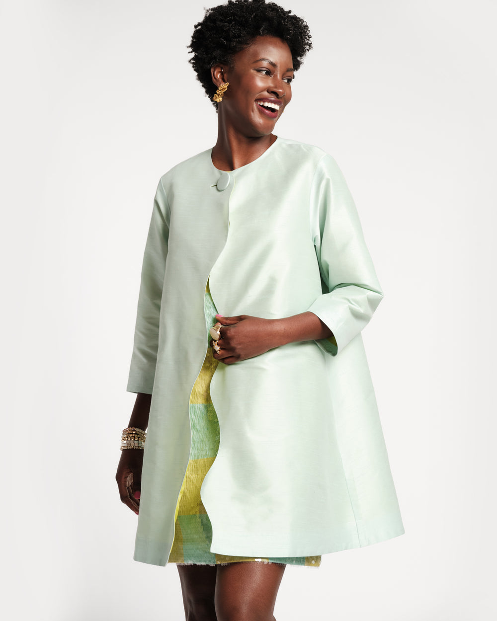 Wave Swing Coat - Mint/Chartreuse Coats & Jackets Frances Valentine